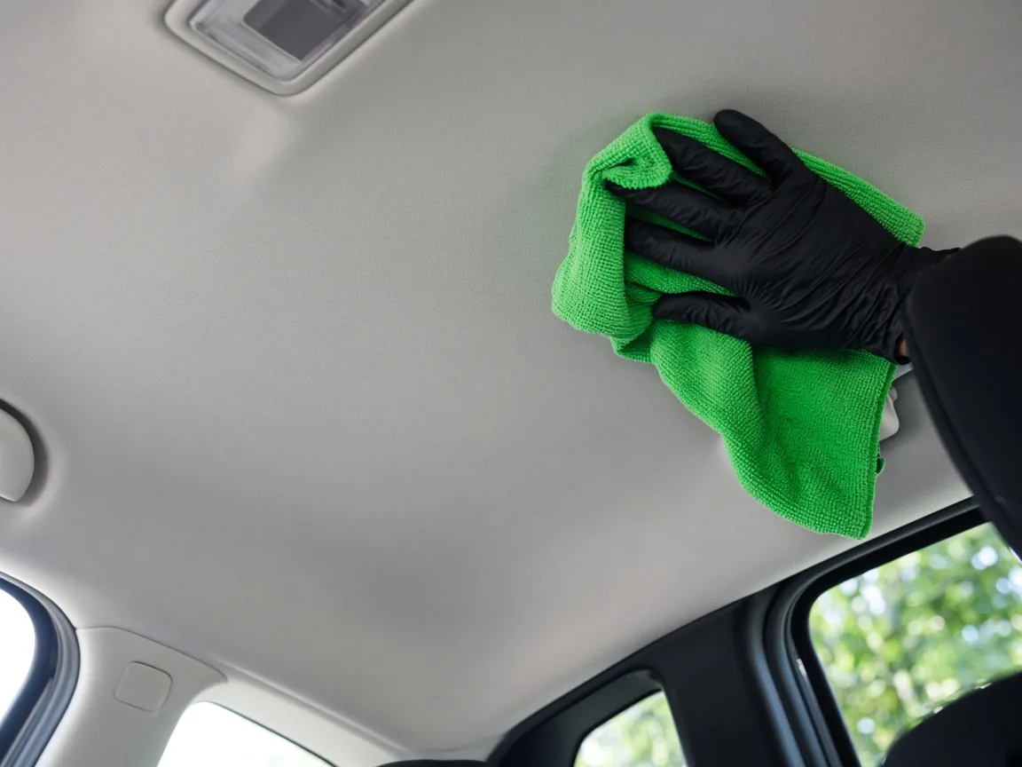 Limpieza de techo de auto: limpieza del techo interior de un auto con microfibra